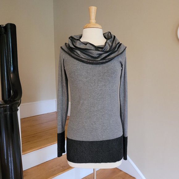Contemporaine Exclusivite Simons Grey/Black Long Portrait Neck Sweater.Size M - Picture 1 of 9